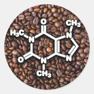 Adesivo Redondo Cafeine Molecule Feijão