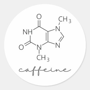 Adesivo Redondo Caffeine Molecule