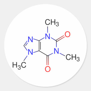 Adesivo Redondo Caffeine Molecule
