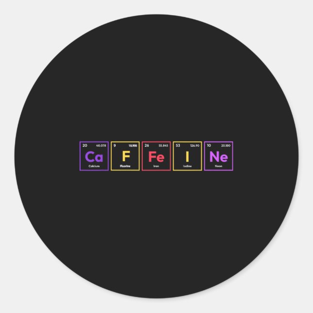 Adesivo Redondo Caffeine Molecule Café Químico de Fórmula Química (Frente)