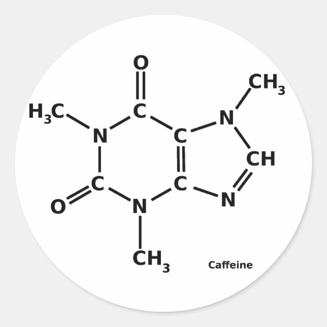 Adesivo Redondo Caffeine Molecule Sticker (Frente)