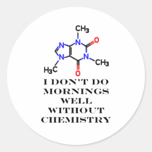 Adesivo Redondo Caffeine Morning Black O MUSEUM Zazzle Dons