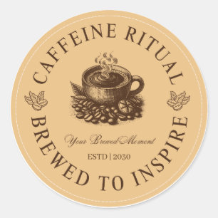 Adesivo Redondo Caffeine Ritual Sticker de Xícara de Café Coado pa