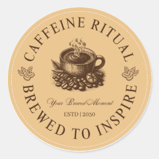 Adesivo Redondo Caffeine Ritual Sticker de Xícara de Café Coado pa