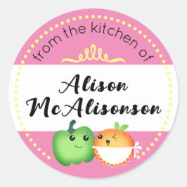 Adesivo Redondo caiaii: legumes fofos de padaria sartístico