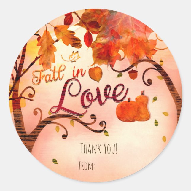 Adesivo Redondo CAIR NO Chá de panela de outono do AMOR Qualquer F (Frente)
