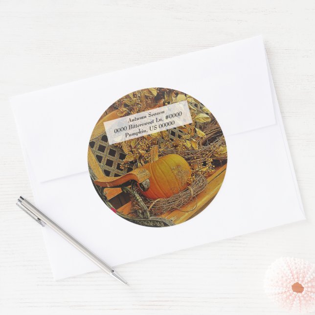 Adesivo Redondo Cair / Pumpkin & Bitterdoce Vinha / Envelope Selos (Envelope)