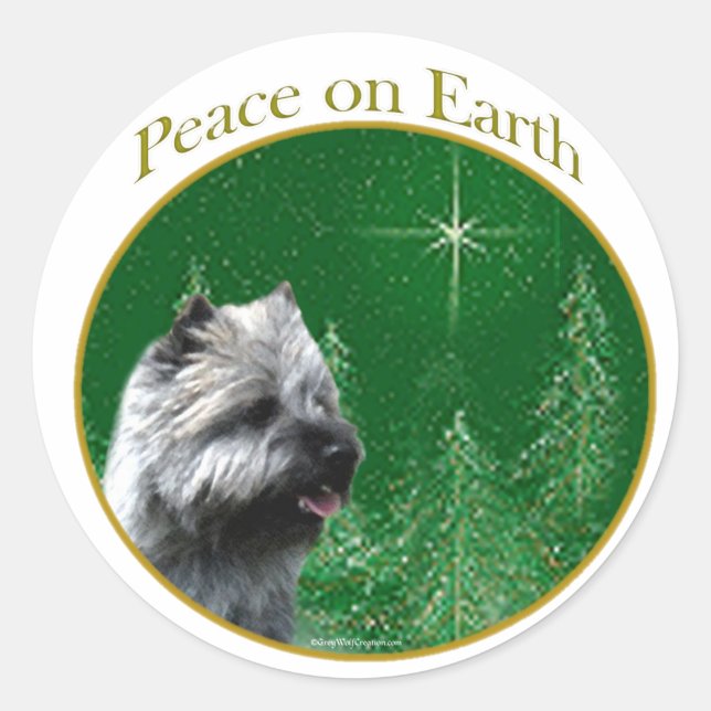 Adesivo Redondo Cairn Terrier Peace (Frente)