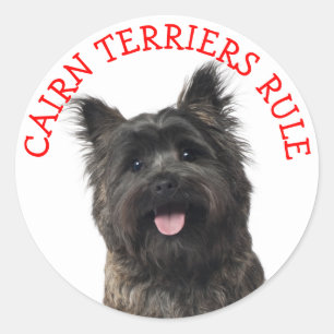 Adesivo Redondo Cairn Terrier Puppy Dog "CAIRNS RULE"