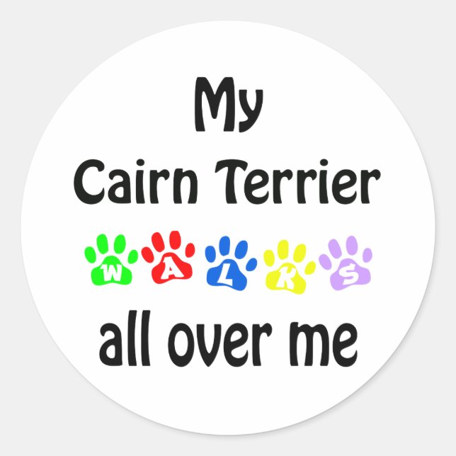 Adesivo Redondo Cairn Terrier Walks Design (Frente)