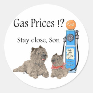 Adesivo Redondo Cairn Terriers Preços da Gasolina ?!!