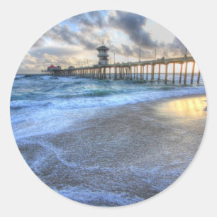 Adesivo Redondo Cais de Huntington Beach
