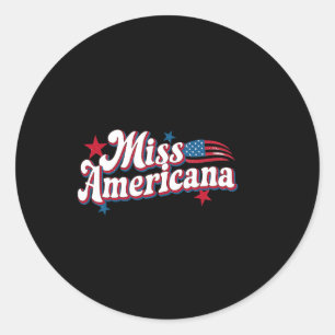 Adesivo Redondo Caixa Amarela América 4 De Julho Miss Americana Re