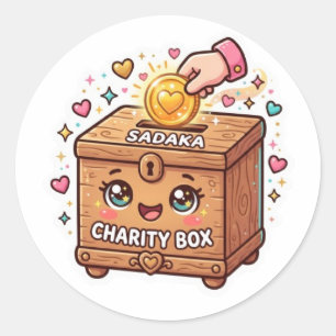 Adesivo Redondo Caixa de Caridade Sadaka Kawaii Fofa IslSticker