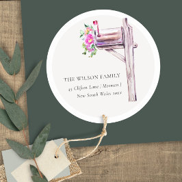 Adesivo Redondo Caixa de Correio Flórida Rosa Livremente Que Movim