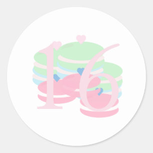 Adesivo Redondo Caixa de Favor Macaroons Quince Sweet 16 Pastel
