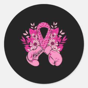 Adesivo Redondo Caixa de Fita Rosa Design de Consciência do Cancer