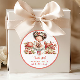 Adesivo Redondo Caixa de Lembrança Rosa Pastel para Aniversário de