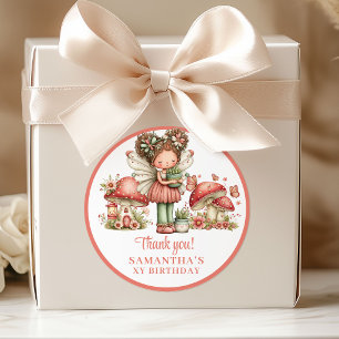 Adesivo Redondo Caixa de Lembrancinha Flores Rosa para Aniversário