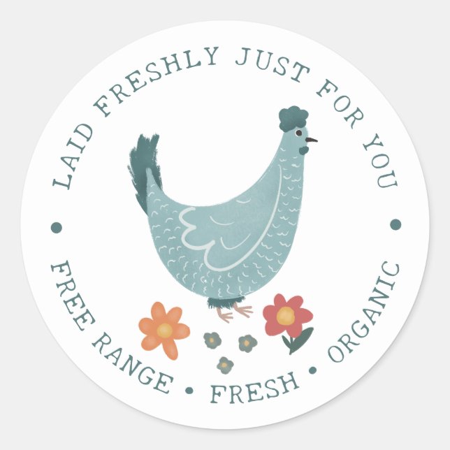 Adesivo Redondo Caixa de Ovos de Fazenda Azul-Vintage-Cute (Frente)