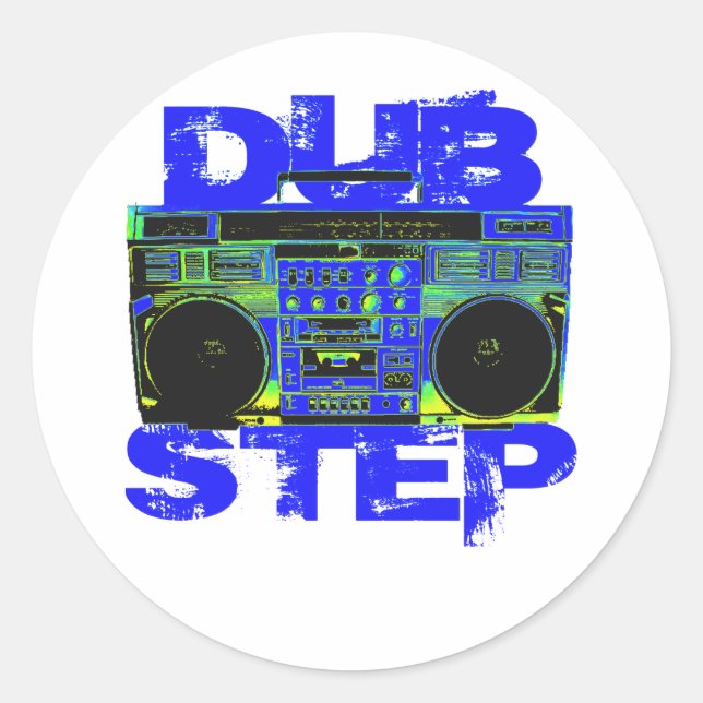 Adesivo Redondo Caixa de Som Azul Dubstep (Frente)