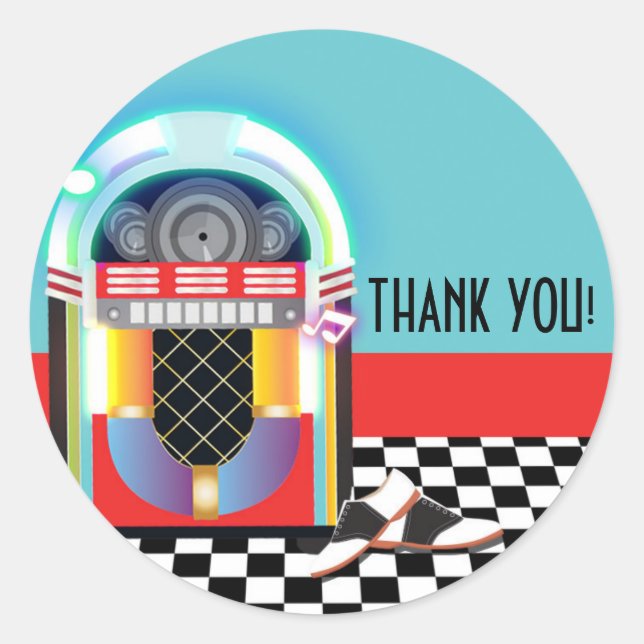 Adesivo Redondo Caixa de Som de Festa de Dança de Meia dos Anos 50 (Frente)