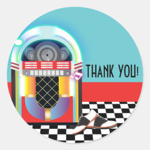 Adesivo Redondo Caixa de Som de Festa de Dança de Meia dos Anos 50