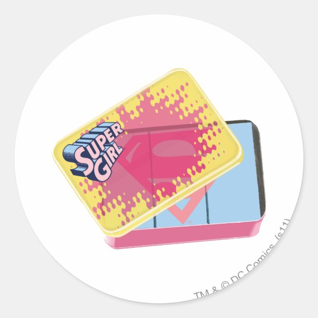 Adesivo Redondo Caixa de Supergirl (Frente)