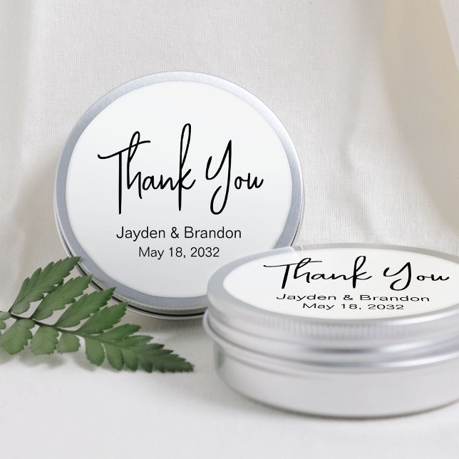 Adesivo Redondo Caixa de Tin Simples de Casamento Personalizado Fa (Simple Minimal Custom Wedding Favors Tin Box Classic Round Sticker
)