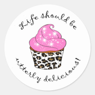 Adesivo Redondo Caixa Favorito do cupcake