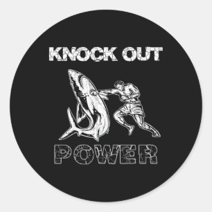 Adesivo Redondo Caixa Vintage Homem Knock Out Power, Melhor Boxe K