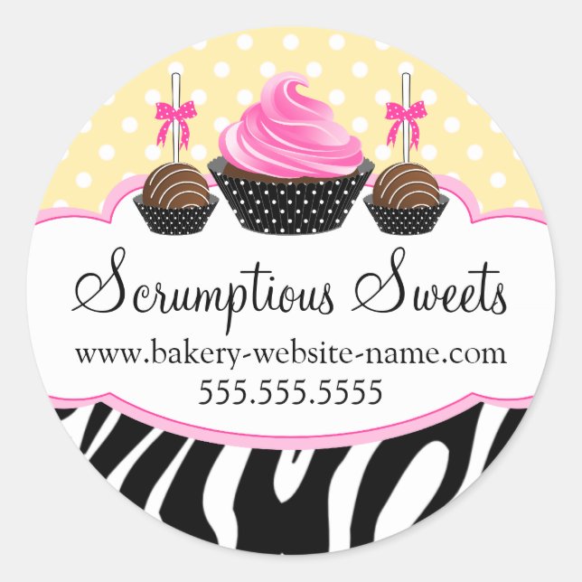 Adesivo Redondo Caixas de Cupcake de Bolo Pop (Frente)