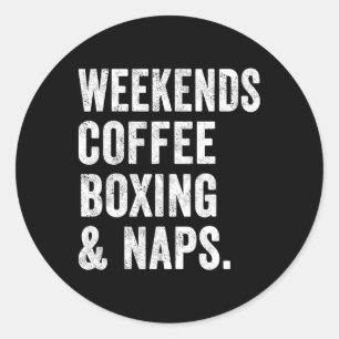 Adesivo Redondo Caixas de fins de semana café e sonecas Boxer Kick