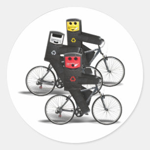 Adesivo Redondo Caixas de Reciclar de Ciclismo