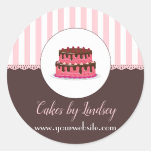 Adesivo Redondo Cake Decorator PINK BROWN Bakery CUTE