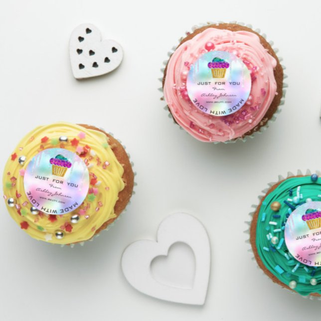 Adesivo Redondo Cake Homemade Bakery Sweets Muffins Logo Ombre (Cake Homemade Bakery Sweets Muffins Logo Ombre Classic Round Sticker)