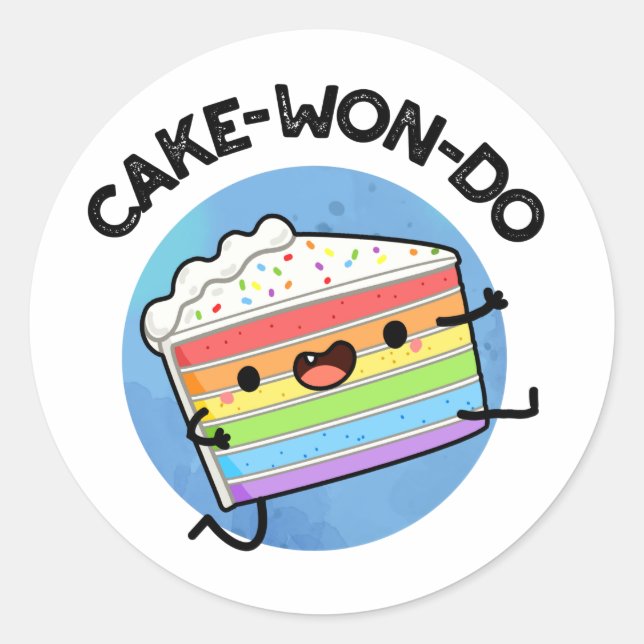 Adesivo Redondo Cake-won-do Funny Taekwondo Cake Pun (Frente)