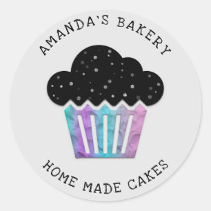 Adesivo Redondo Cakes Cupcake Home Bakery Cinza