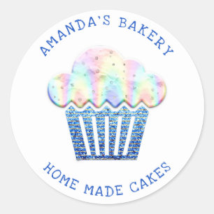 Adesivo Redondo Cakes Cupcake Home Vegan Bakery Glitter