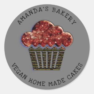 Adesivo Redondo Cakes Doce Cupcake Casa Vegan Bakery Muffin