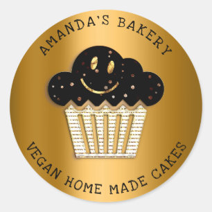 Adesivo Redondo Cakes Doce Padaria Caseira Muffin Sorria Rosa Dour