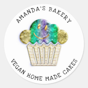 Adesivo Redondo Cakes Doce Padaria Caseira Muffins Lux Dourado