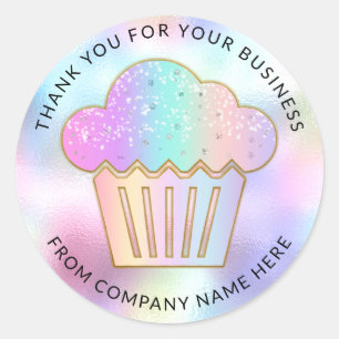 Adesivo Redondo Cakes Sweets Cupcake Home Bakery Name Holograph