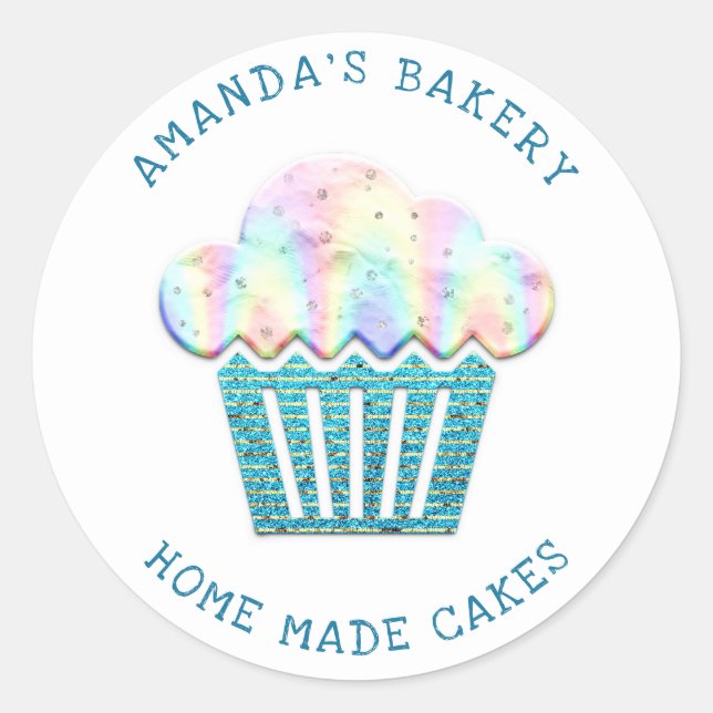 Adesivo Redondo Cakes Sweets Home Cupcake Vegan Bakery Glitter Tea (Frente)