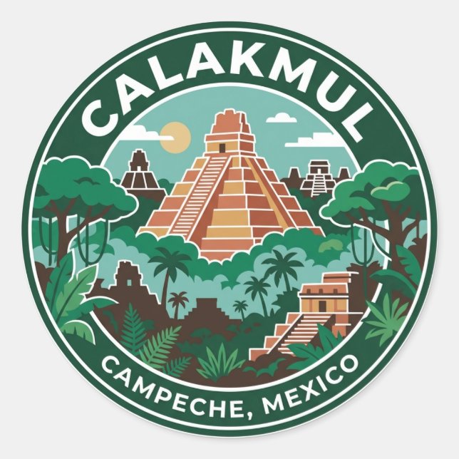 Adesivo Redondo Calakmul México (Frente)