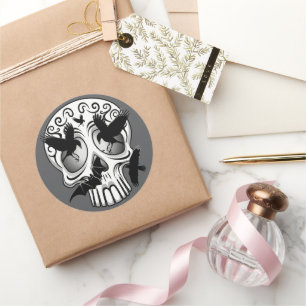 Adesivo Redondo Calaveras Decorativas do Halloween