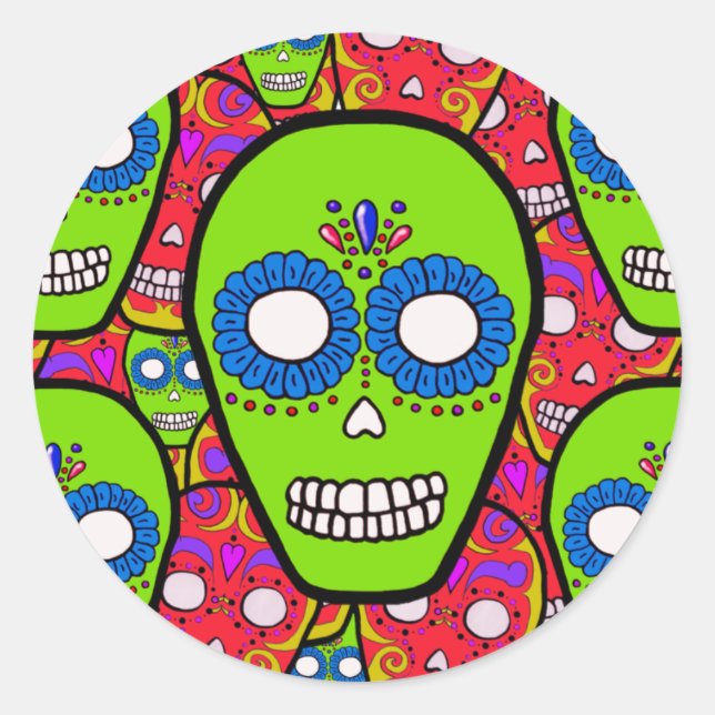 Adesivo Redondo Calaveras Sugar Skulls (Frente)