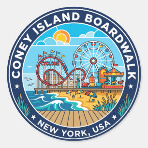 Adesivo Redondo Calçada de Coney Island EUA