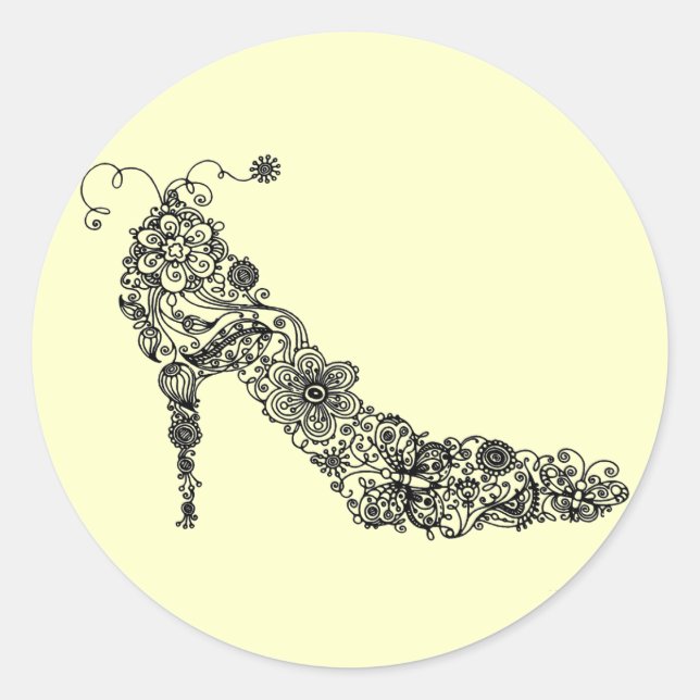 Adesivo Redondo Calçado Chic (Opções de Cor) ~ Stickers (Frente)