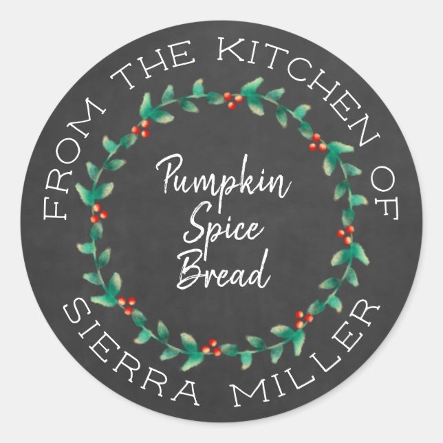 Adesivo Redondo Calçado Natal Holly Wreath Kitchen Treatores (Frente)